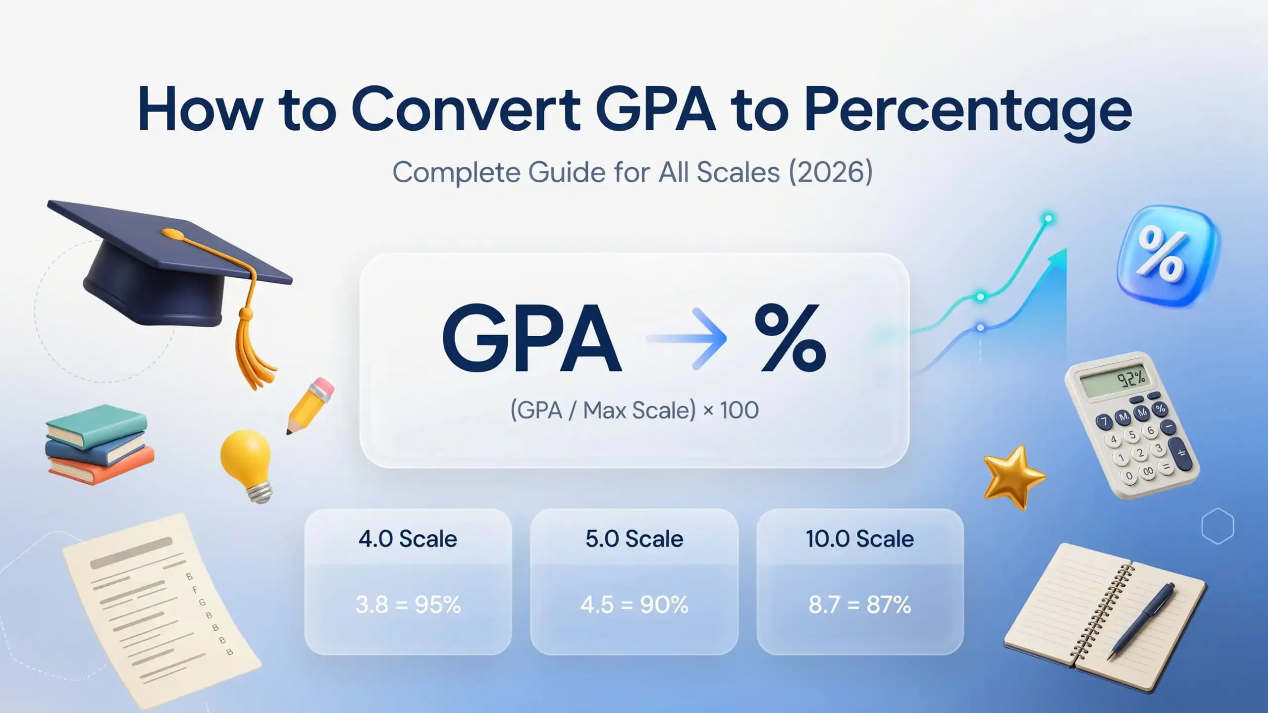 How to Convert GPA to Percentage using 4.0, 5.0, and 10.0 GPA scales with formulas, examples, and percentage conversion guide (2026).