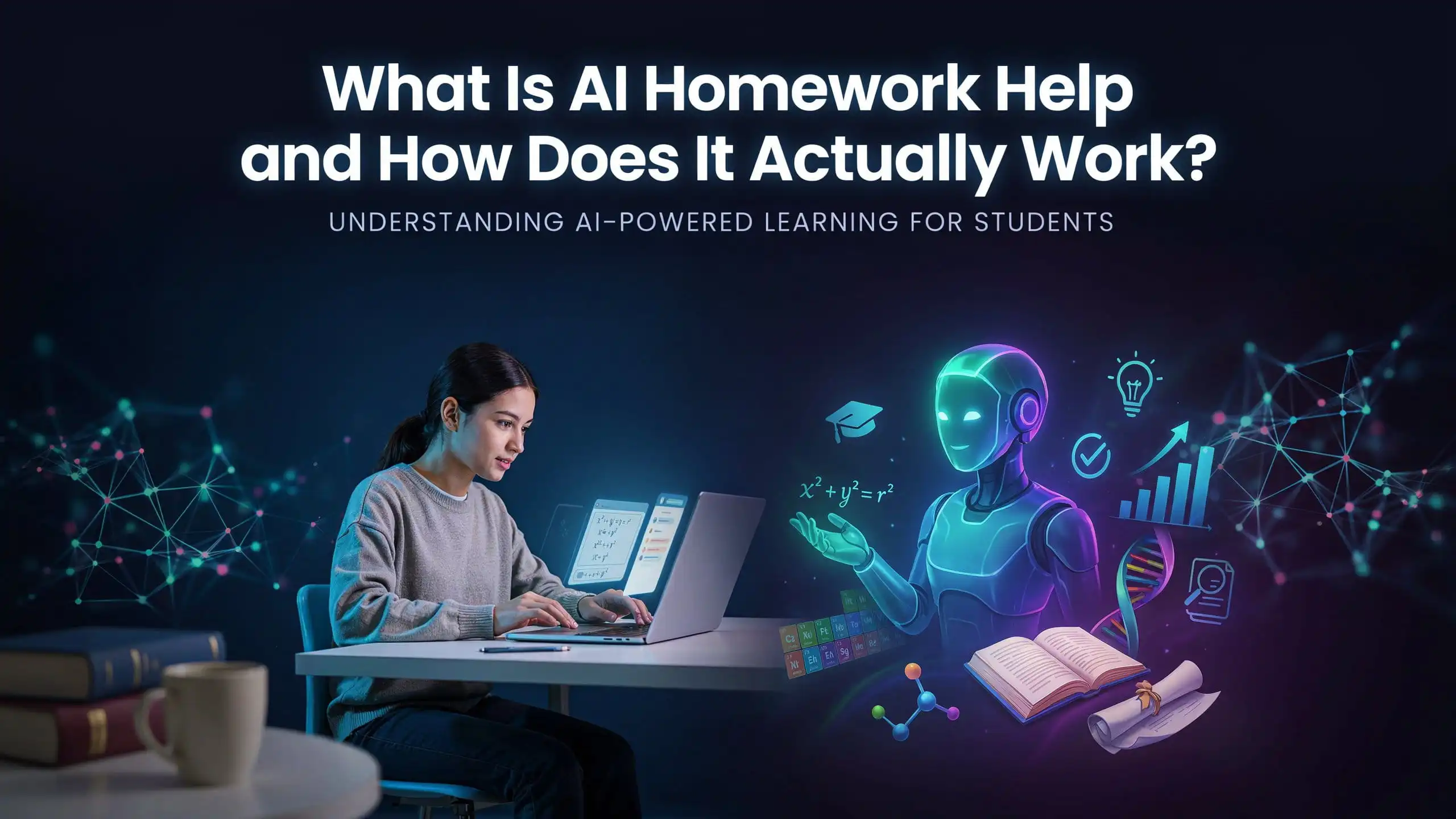 What Is AI Homework Help and How Does It Actually Work – Student using an AI homework assistant for smart learning and academic support