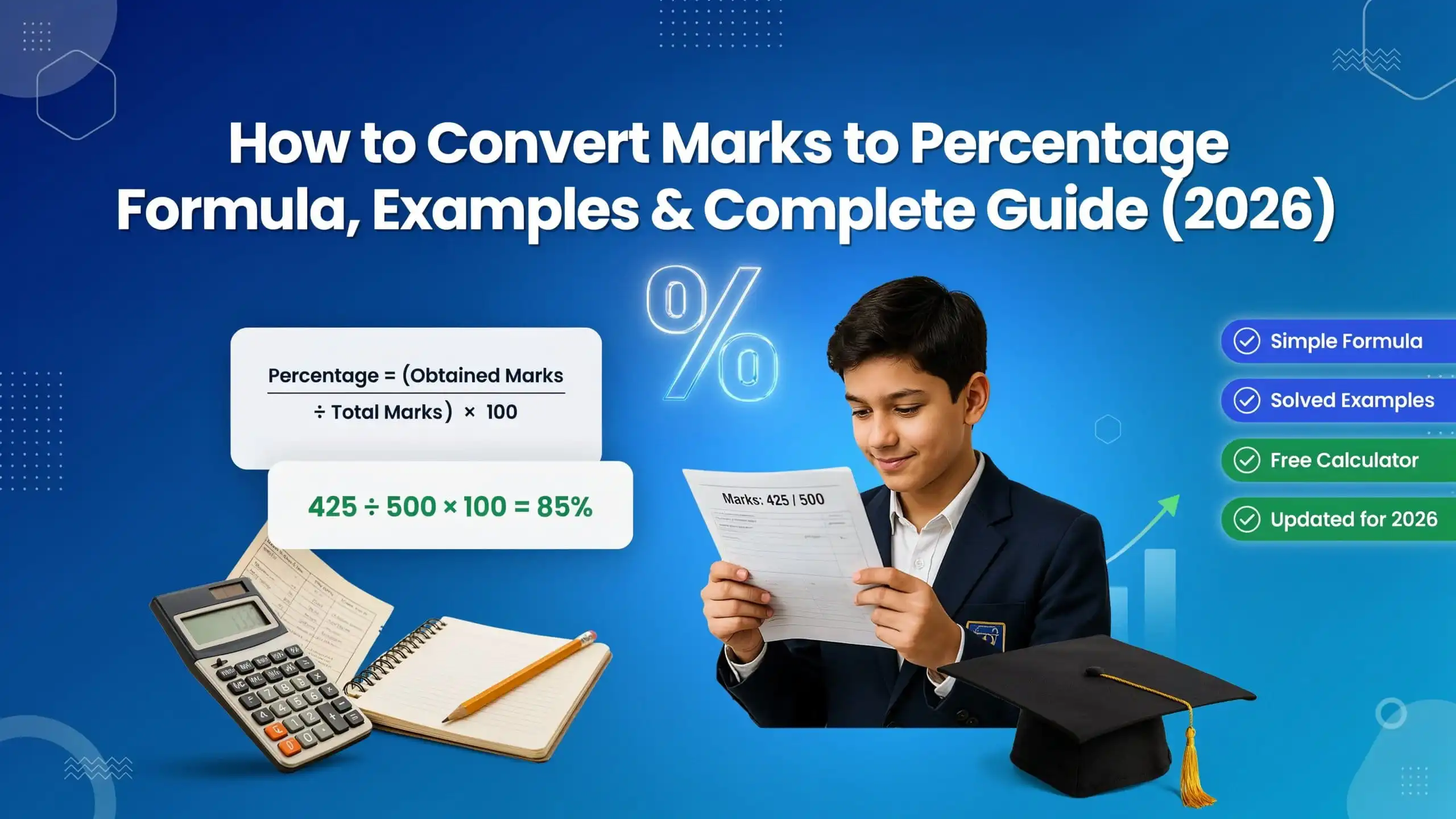 How to Convert Marks to Percentage using the official percentage formula with solved examples, step-by-step calculations, and a complete guide for 2026.