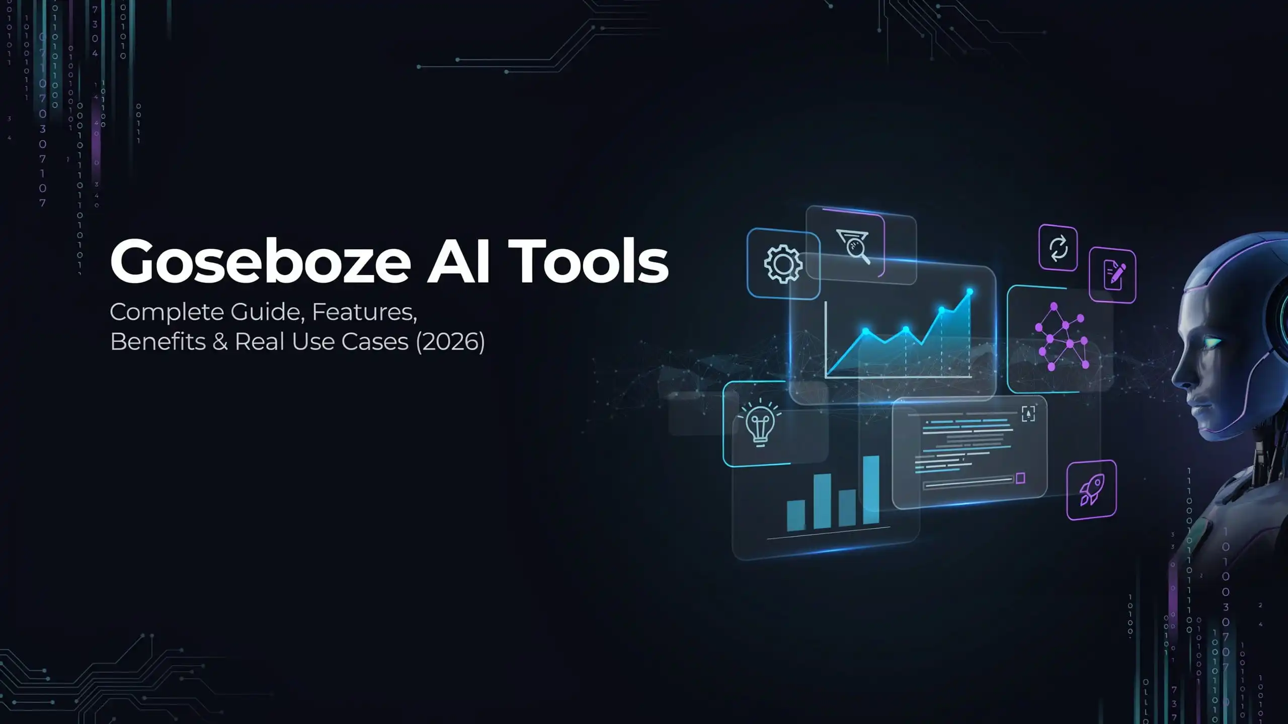 Goseboze AI Tools dashboard showing AI automation, SEO optimization, workflow management, content generation, and productivity features in 2026.